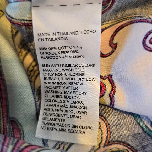 Chico's Blouse Women's 14 Multicolored Leaf Print Button Up Career Coastal Party - Picture 7 of 8